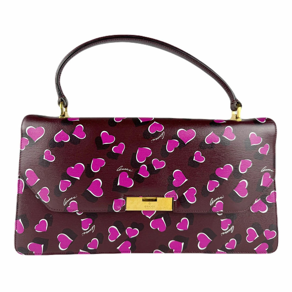 Gucci Handbag Heartbeat Leather Bordeaux Purple Red Pink